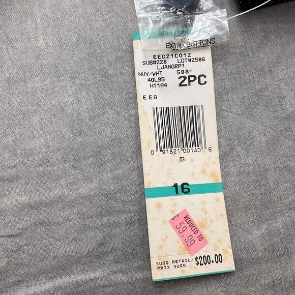 Le Suit Collections Blazer Women 16 Navy Blue Pinstripe Peak Retro Classic NWT - Picture 10 of 12